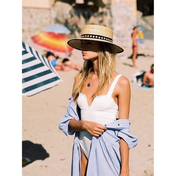 Free People Pippa V-Wire Bodysuit Ivory White Straps Thong Back - Picture 1 of 5